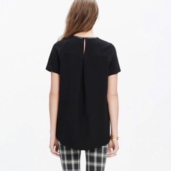 Madewell  Blouse Leather Collar in Black Size XS - Picture 3 of 10